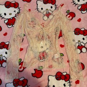 SHEIN/ROMWE Beige Lacy Top Size L